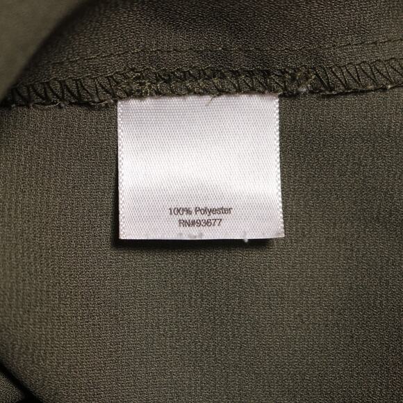 ANA Olive Green Sleeveless Chiffon Tank Top Split Neck Utility Pockets Size XS - Picture 7 of 9